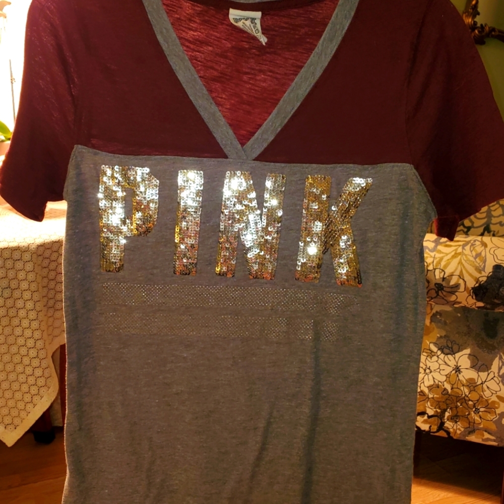 Pink brand t shirt with bling front